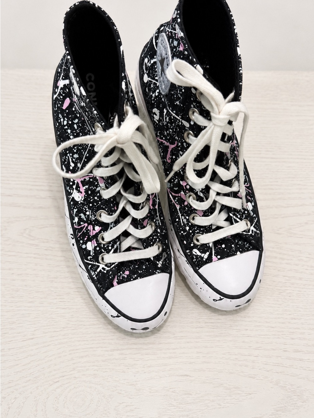 Converse Run Star Hike Hi Paint Splatter Black Platform Sneakers 571872C Size 9 - Picture 3 of 3